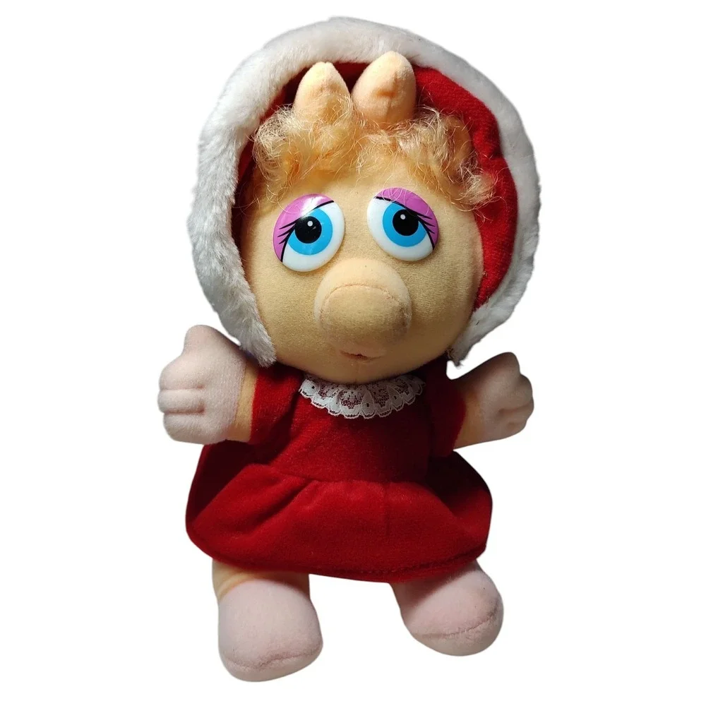 Vintage 1987 Henson Muppets Christmas Baby Miss Piggy Plush‎ Holiday Outfit